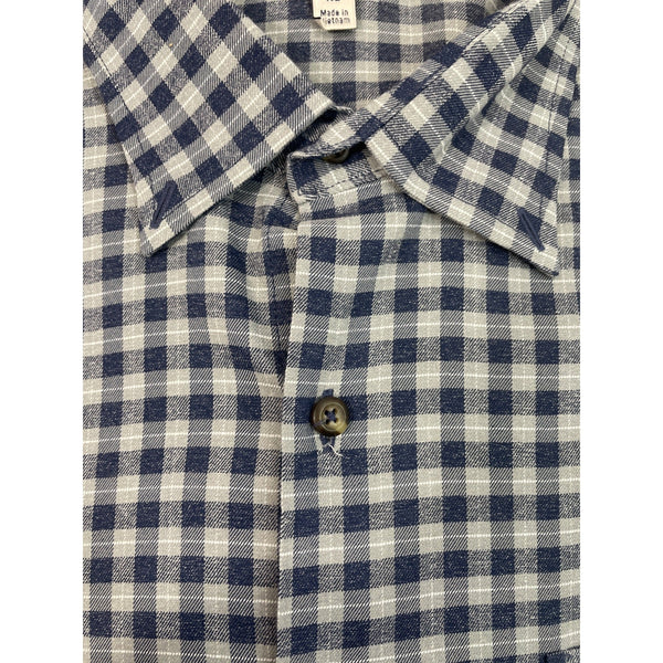 Peter Millar Mens Blue & Gray Checkered Button-Up Shirt Size XL