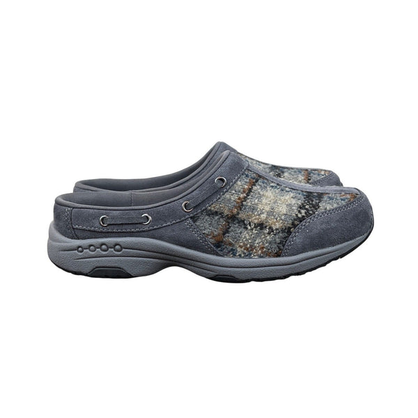 Easy Spirit Womens Medium Gray Suede Plaid Travelport 182 Clogs Shoes Size 7M