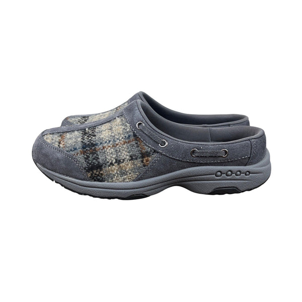 Easy Spirit Womens Medium Gray Suede Plaid Travelport 182 Clogs Shoes Size 7M
