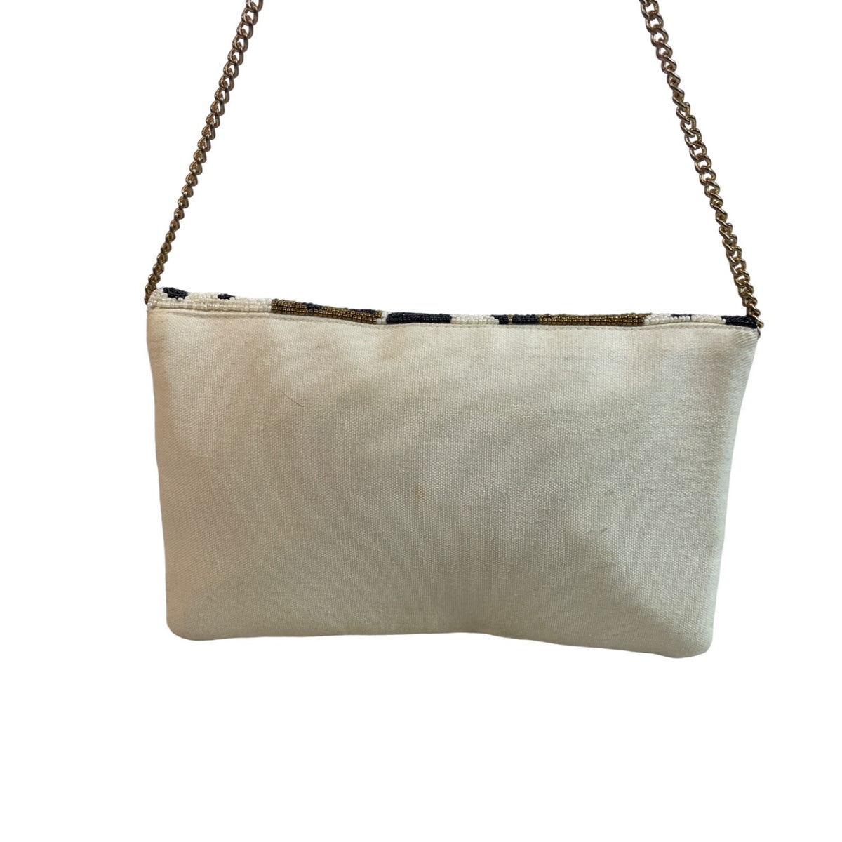 Francesca’s Collections Women's White - Brown Animal Print Beaded Evening Clutch