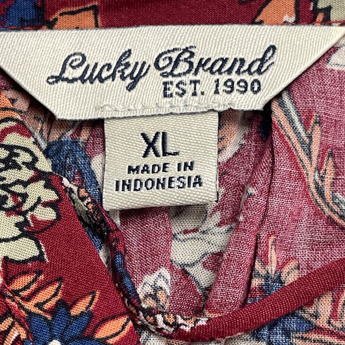 Lucky Brand Women's Maroon Floral Boho Peasant Long Sleeve Top Sz XL