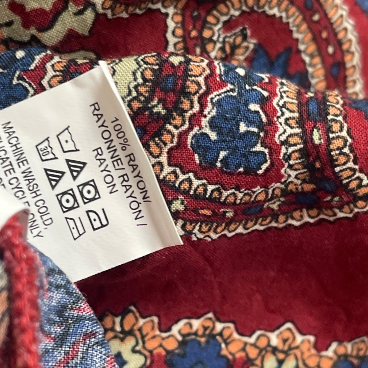 Lucky Brand Women's Maroon Floral Boho Peasant Long Sleeve Top Sz XL