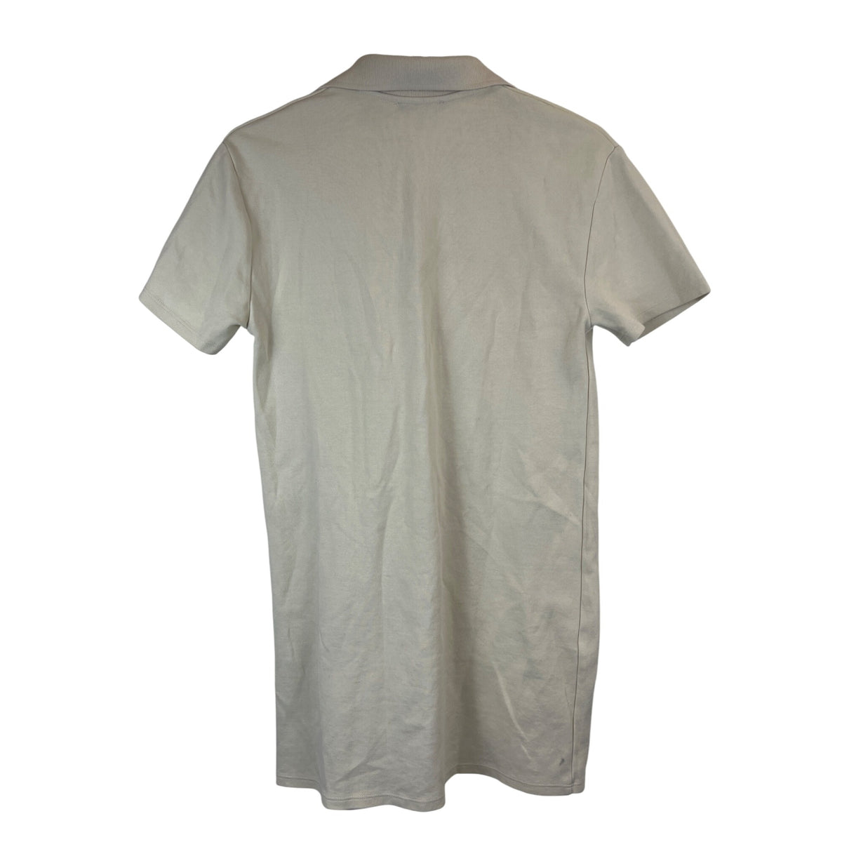 Zara Mens Beige Cotton Polo Shirt Short Sleeve Slit Collar Casual Top Size M