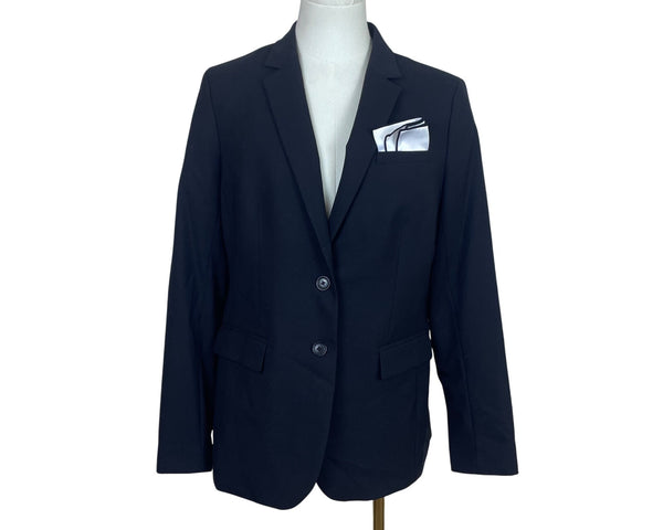 Banana Republic Women Navy Long & Lean Wool-Blend Blazer Classic Look Size 10