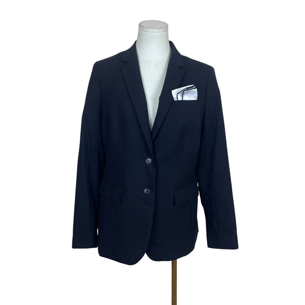 Banana Republic Women Navy Long & Lean Wool-Blend Blazer Classic Look Size 10