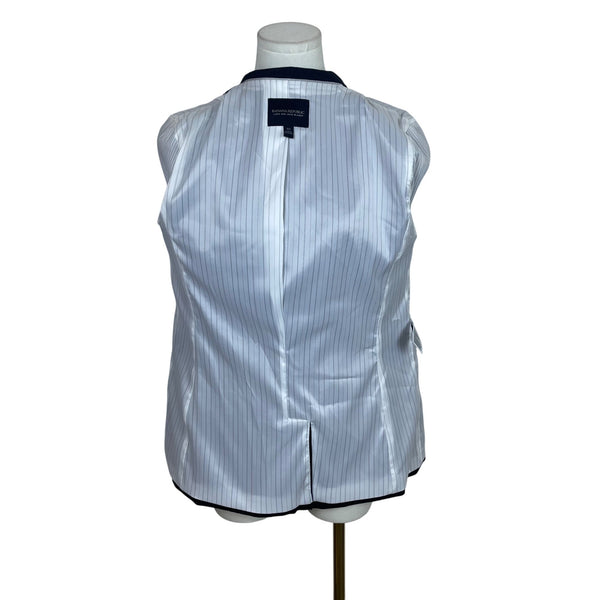 Banana Republic Women Navy Long & Lean Wool-Blend Blazer Classic Look Size 10