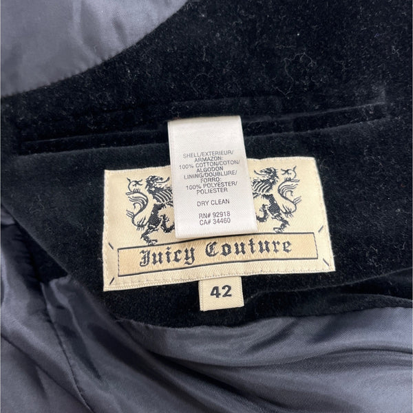 Juicy Couture women Black Velvet Blazer Jacket Size 42