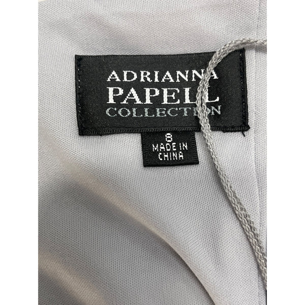 Adrianna Papell Women’s One-Shoulder Silver Ruched Satin Dress Size 8 - New
