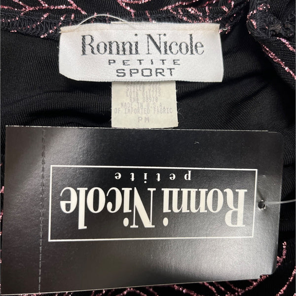 Romni Nicole Petite Sleeveless Black & Pink Swirl Print Tank Top Size PM - New