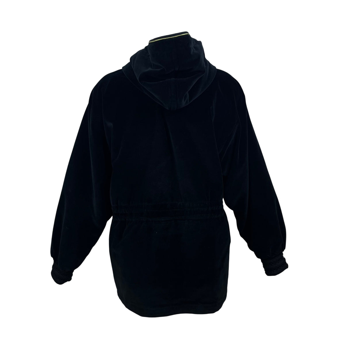 Skea Black Velvet Women’s Hooded Jacket Gold Accent Full-Zip Elastic Cuffs Sz 8
