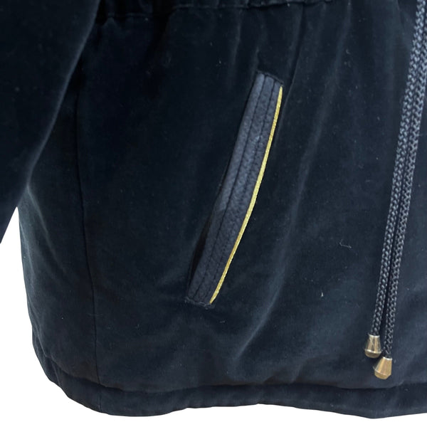 Skea Black Velvet Women’s Hooded Jacket Gold Accent Full-Zip Elastic Cuffs Sz 8