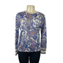 Loft Women's Purple Italian Yarn Paisley Print Blouse Shirt Sz M