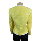 Escada Yellow Textured Tweed Jacket With White Trim Womens Size 38