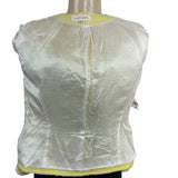 Escada Yellow Textured Tweed Jacket With White Trim Womens Size 38