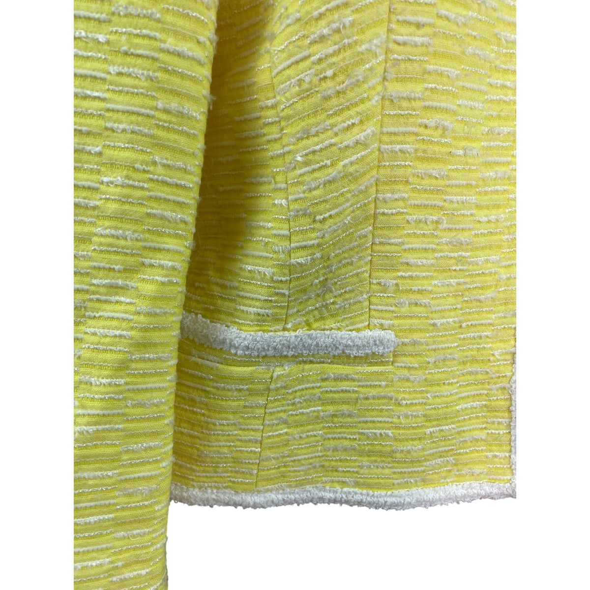 Escada Yellow Textured Tweed Jacket With White Trim Womens Size 38
