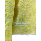 Escada Yellow Textured Tweed Jacket With White Trim Womens Size 38