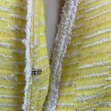Escada Yellow Textured Tweed Jacket With White Trim Womens Size 38