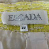 Escada Yellow Textured Tweed Jacket With White Trim Womens Size 38