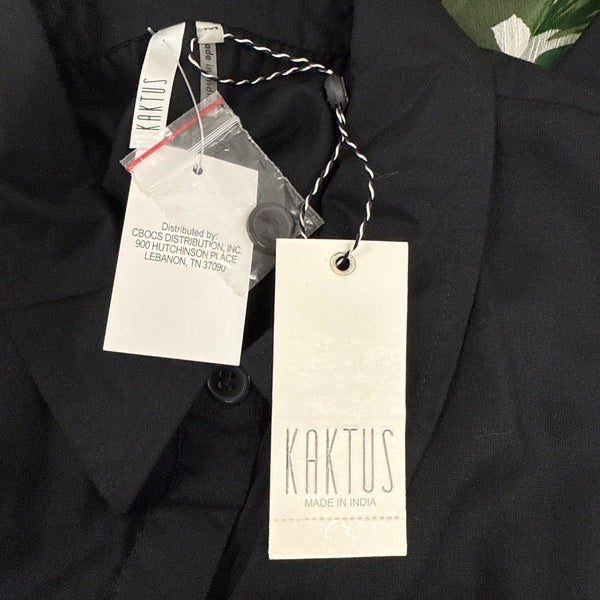 Kaktus Women's Black Button-Up Shirt With Floral Print Back Size M - New