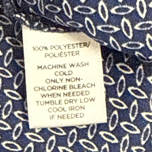 Loft Womens Navy/White Geometric Print Blouse 3/4 Sleeves Sz XXS