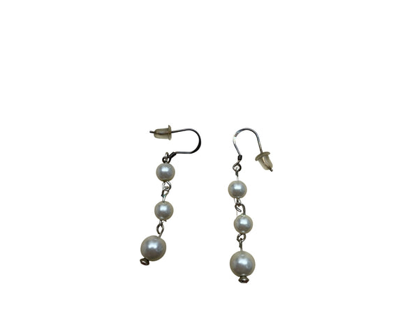 Elegant Dangling Pearl Earrings With Silver Hooks For Women