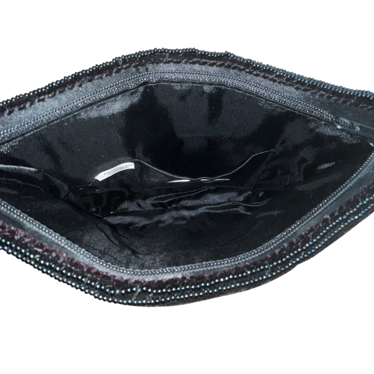 La Regale Women’s Black Beaded Floral Design Velvet Crossbody Bag