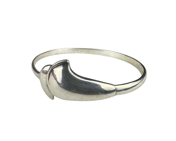 Sterling Silver Ladies Hinged Bracelet Elegantly Designed Modernist Style