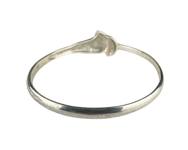 Sterling Silver Ladies Hinged Bracelet Elegantly Designed Modernist Style