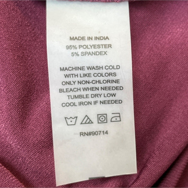 Chaus New York Womens Midi Dress V-Neck Short Sleeve Wine Burgundy Sz M - New