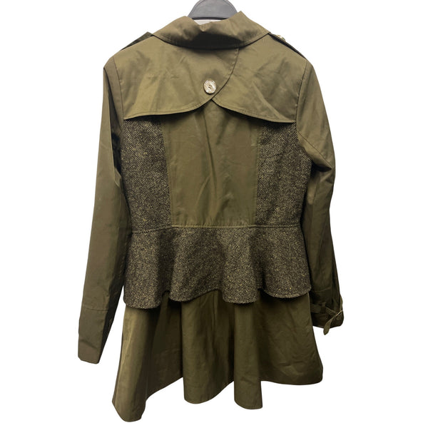 Steve Madden Womens Olive & Tweed Peacoat Jacket Mid Length Double Breasted M