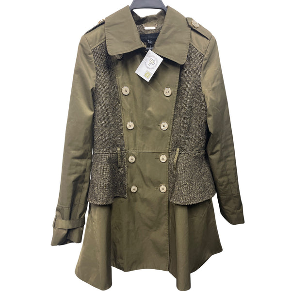 Steve Madden Womens Olive & Tweed Peacoat Jacket Mid Length Double Breasted M