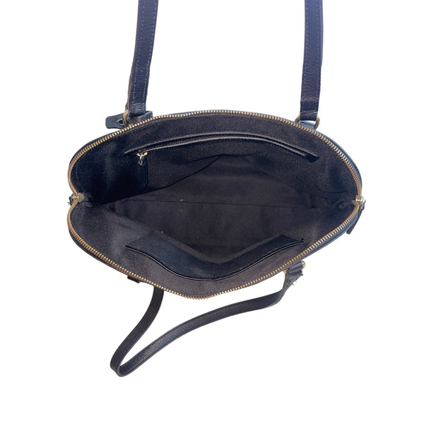 Variale Genuine Leather Handbag Made In Italy Black Tassel & Gold Accents Size M