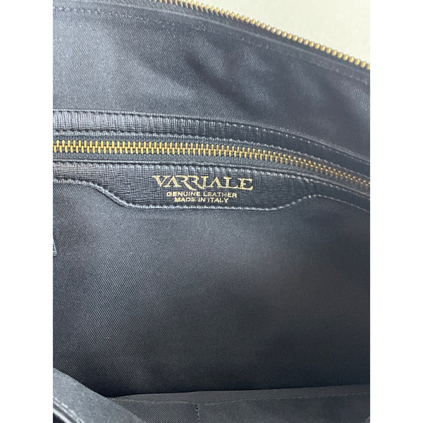 Variale Genuine Leather Handbag Made In Italy Black Tassel & Gold Accents Size M