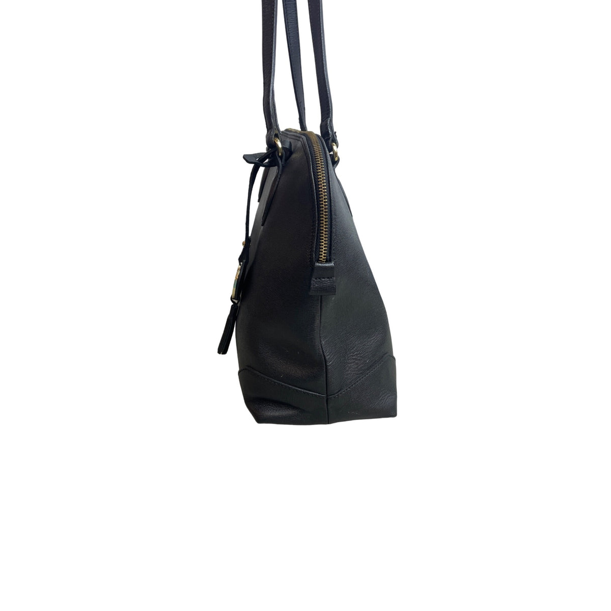 Variale Genuine Leather Handbag Made In Italy Black Tassel & Gold Accents Size M