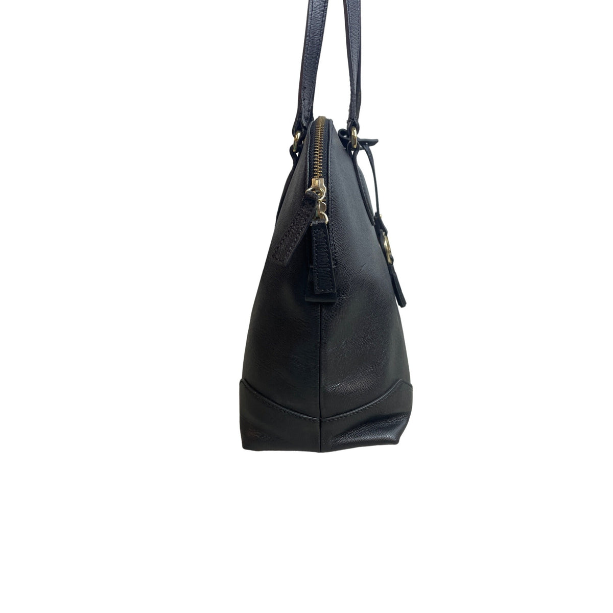 Variale Genuine Leather Handbag Made In Italy Black Tassel & Gold Accents Size M