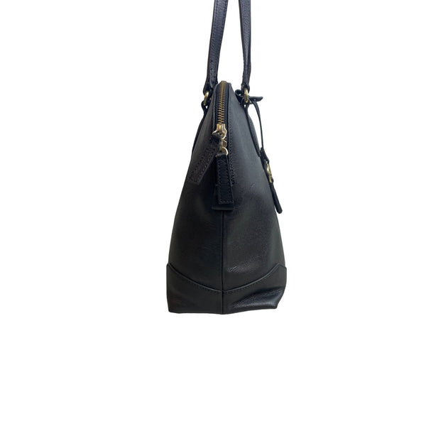 Variale Genuine Leather Handbag Made In Italy Black Tassel & Gold Accents Size M