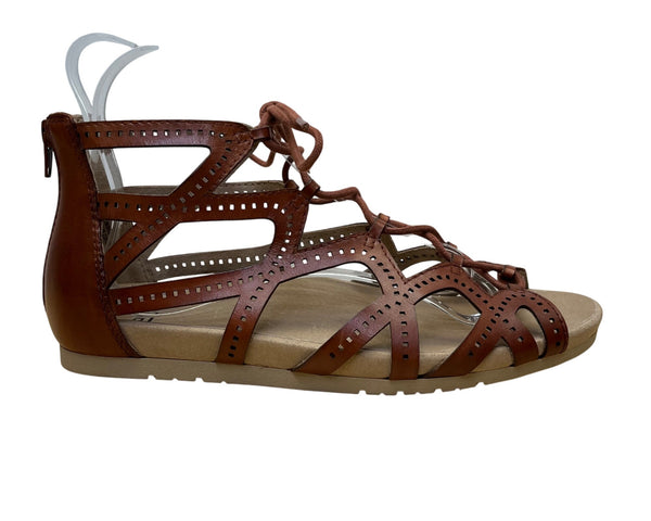 Earth Terra Cotta Leather Comfortable Lace-Up Gladiator Sandals Sz 11 - New