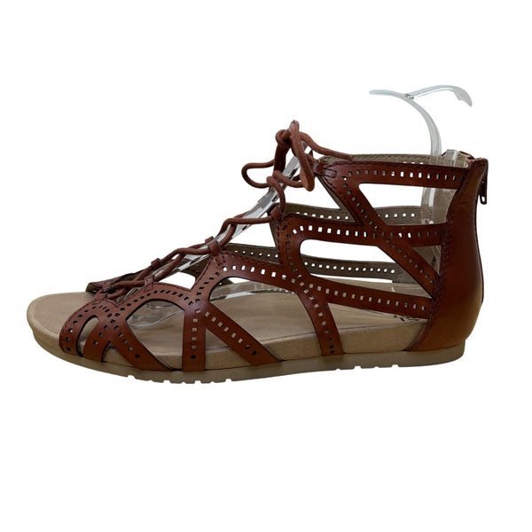 Earth Terra Cotta Leather Comfortable Lace-Up Gladiator Sandals Sz 11 - New