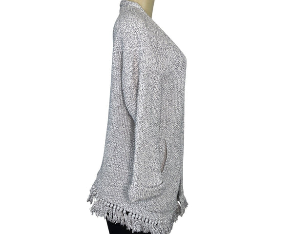 Madewell Womens Open Front Fringe Cardigan Sweater Gray White Size S
