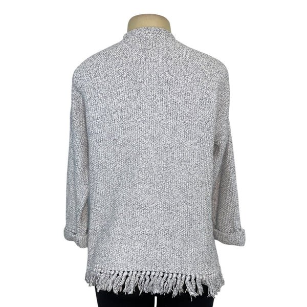 Madewell Womens Open Front Fringe Cardigan Sweater Gray White Size S