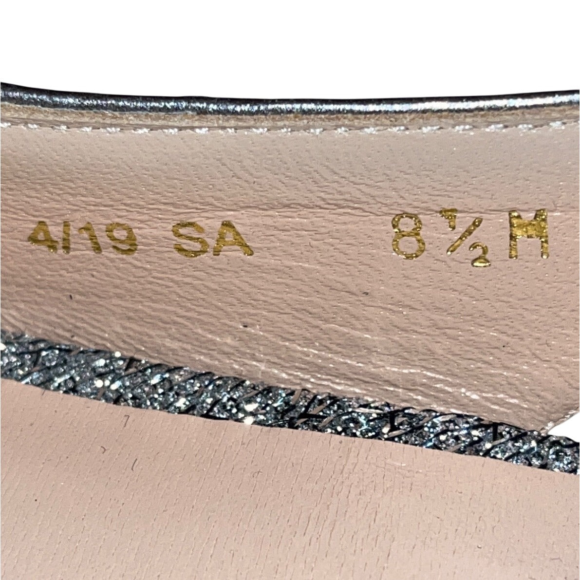 Stuart Weitzman Glitter Grey Pointed Toe Slingback Strap Stiletto Heels Sz 8.5