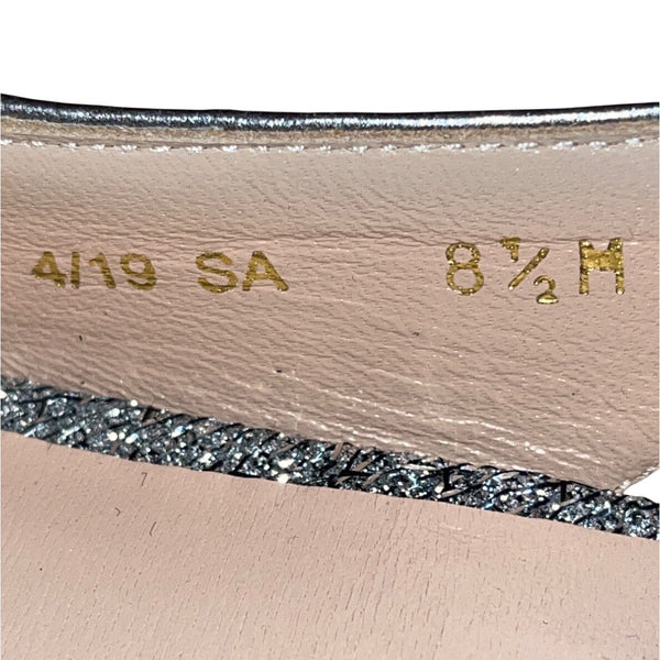 Stuart Weitzman Glitter Grey Pointed Toe Slingback Strap Stiletto Heels Sz 8.5