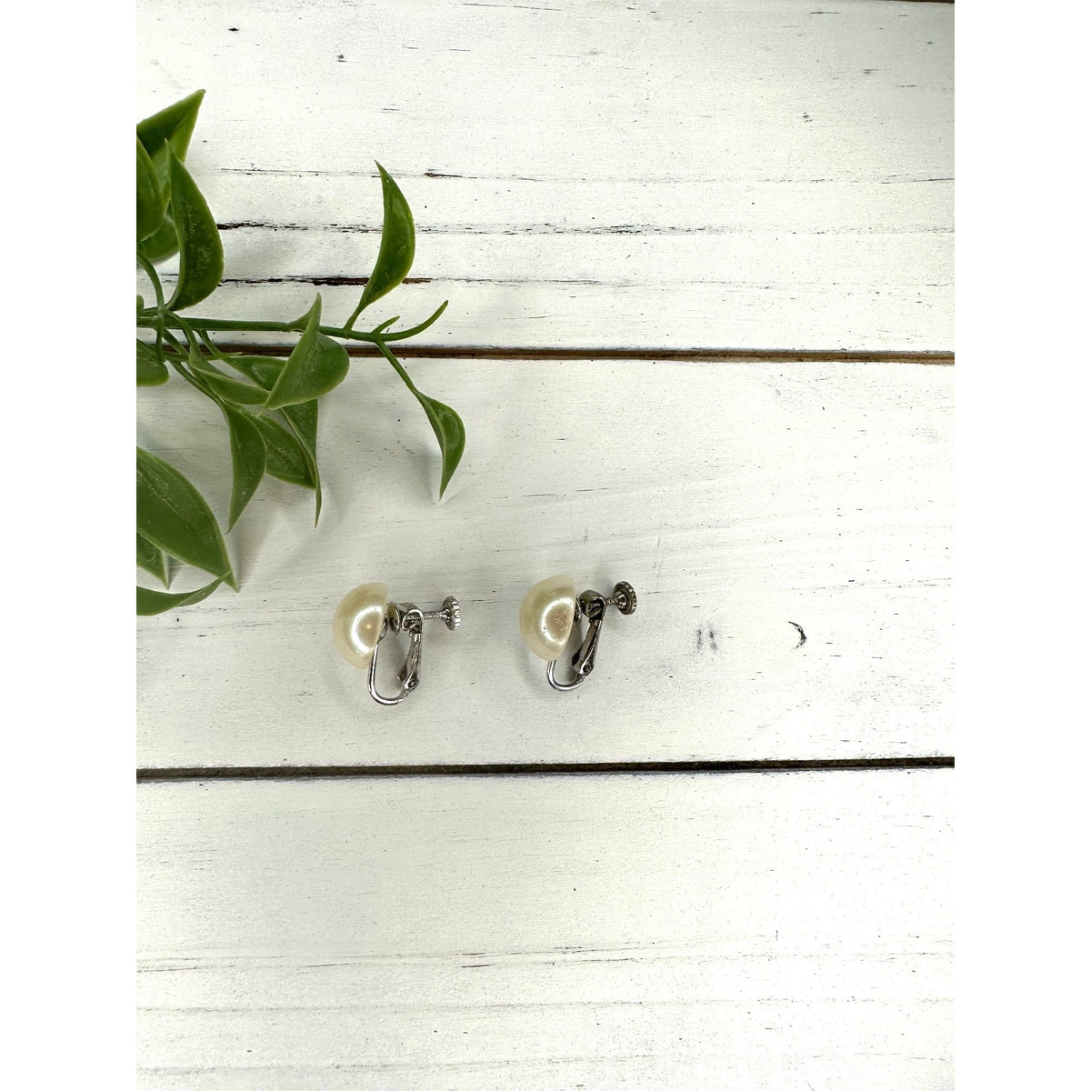 Vintage Marvella Faux Pearl and Silver Tone Screw Back Earrings