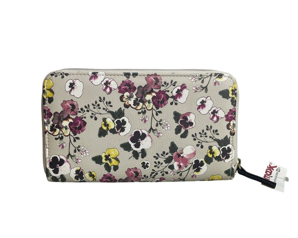 Nicole Miller Women's Gray Flowered Canvas Hand Clutch