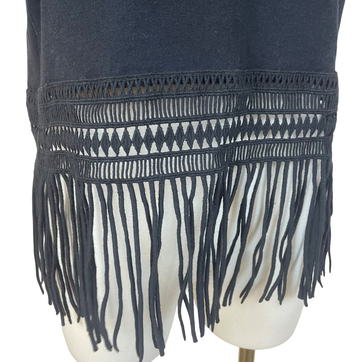 Desigual Womens Black Lace Fringe Hem Top Size XS