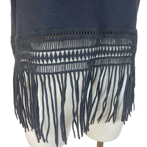 Desigual Womens Black Lace Fringe Hem Top Size XS