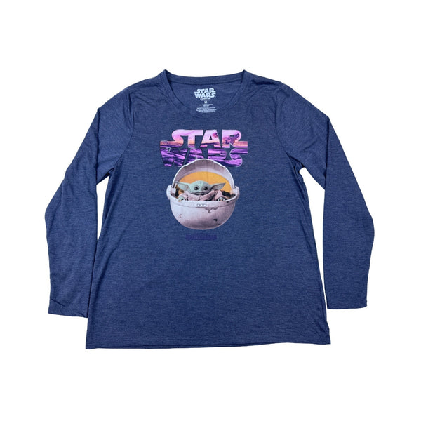 Star Wars Mandalorian Baby Yoda Gray Long Sleeve Shirt Size M