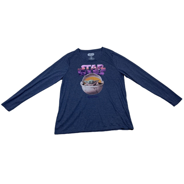 Star Wars Mandalorian Baby Yoda Gray Long Sleeve Shirt Size M
