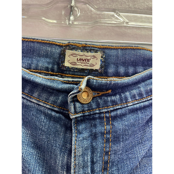 Levis Womens Blue Denim Jean Shorts Mid-Rise Relaxed Fit Casual Style Size 12