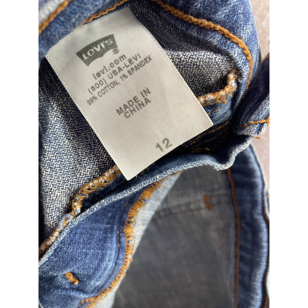 Levis Womens Blue Denim Jean Shorts Mid-Rise Relaxed Fit Casual Style Size 12